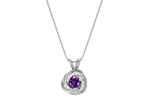 Purple African Amethyst Rhodium Over Sterling Silver Pendant With Chain 0.52ctw