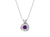 Purple African Amethyst Rhodium Over Sterling Silver Pendant With Chain 0.52ctw