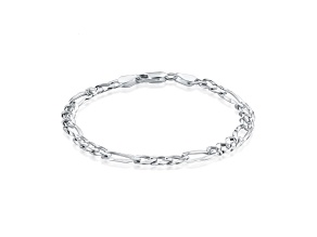 Sterling Silver Italian 5MM Italian Solid Figaro Link 3+1 Chain Bracelet Size - 7"