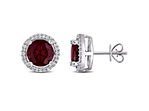 Rhodolite and Diamond 14K White Gold Earrings 5.44ctw