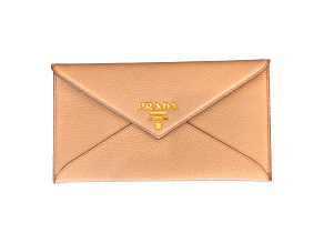 Prada Beige Vitello Grain Leather Long Envelope Wallet