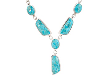 Picture of Barse Jewelry Genuine Blue Turquoise Silver Abstract Statement Necklace
