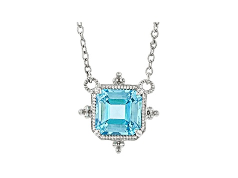 Judith Ripka 2.5ct Sky Blue Bella Luce Topaz Simulant Rhodium Over Sterling Silver Station Necklace