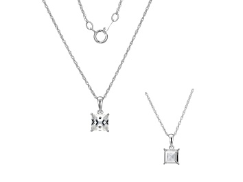 White Lab Created Sapphire 18K Gold Over Sterling Silver Necklace 2.22ctw