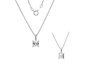 White Lab Created Sapphire Rhodium Over Sterling Silver Pendant with Chain 1.32ctw