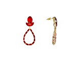 Off Park® Collection, Gold-Tone Red Open Center Oval-Shape Crystal Earrings.