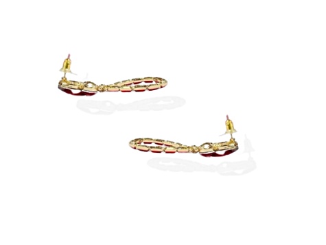 Off Park® Collection, Gold-Tone Red Open Center Oval-Shape Crystal Earrings.