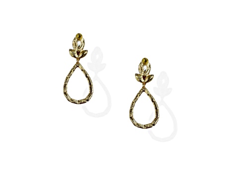 Off Park® Collection, Gold-Tone Red Open Center Oval-Shape Crystal Earrings.