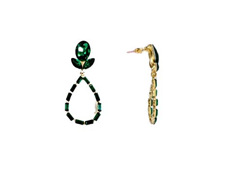 Off Park® Collection, Gold-Tone Emerald Open Center Oval-Shape Crystal Earrings.