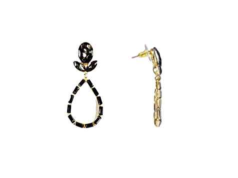 Off Park® Collection, Gold-Tone Black Open Center Oval-Shape Crystal Earrings.