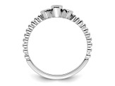 Rhodium Over 14K Gold Scalloped Band Petite Round Diamond Ring 0.1ctw