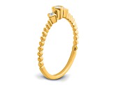 14K Yellow Gold Scalloped Band Petite Round Diamond Ring 0.1ctw