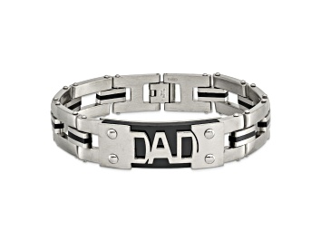 Picture of Stainless Steel Brushed and Polished Black IP-plated DAD 9-inch Bracelet