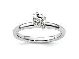 Sterling Silver Stackable Expressions Unicorn Diamond Ring 0.03ctw