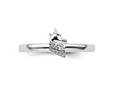 Sterling Silver Stackable Expressions Unicorn Diamond Ring 0.03ctw