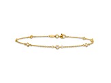 14K Yellow Gold CZ Polished with 1-inch Extension Anklet