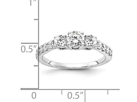 Rhodium Over 14K White Gold Lab Grown Diamond SI1/SI2, G H I, 3-Stone Engagement Ring