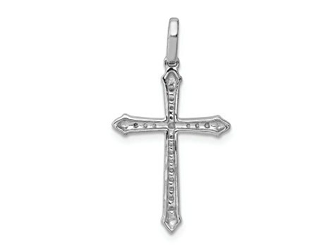 Rhodium Over 14K White Gold 1/10ct. Diamond Cross Pendant