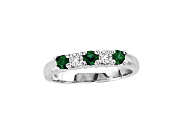 Picture of 0.50ctw Emerald and Diamond Band Ring in 14k White Gold