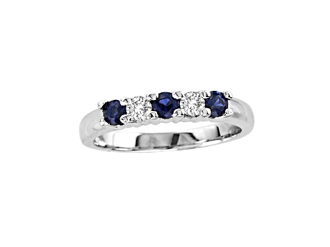 0.60ctw Sapphire and Diamond Band Ring in 14k White Gold