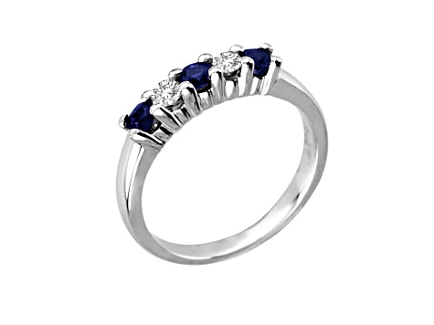 0.60ctw Sapphire and Diamond Band Ring in 14k White Gold