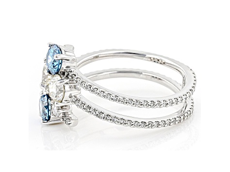 Blue and White Lab-Grown Diamond 14kt White Gold Ring 2.00ctw