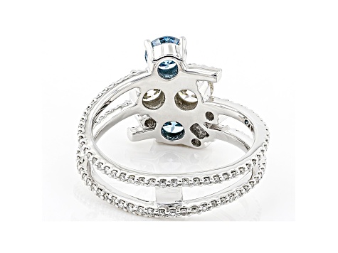 Blue and White Lab-Grown Diamond Rhodium over 14kt White Gold Ring 2.00ctw