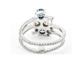 Blue and White Lab-Grown Diamond Rhodium over 14kt White Gold Ring 2.00ctw