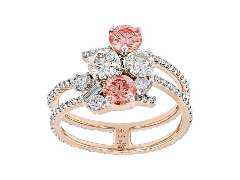 Pink and White Lab-Grown Diamond 14kt Rose Gold Ring 2.00ctw