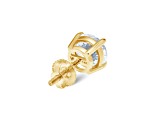 White Cubic Zirconia 14k Yellow Gold Studs With Velvet Gift Box 4ctw