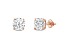 White Cubic Zirconia 14k Rose Gold Studs With Velvet Gift Box 4ctw