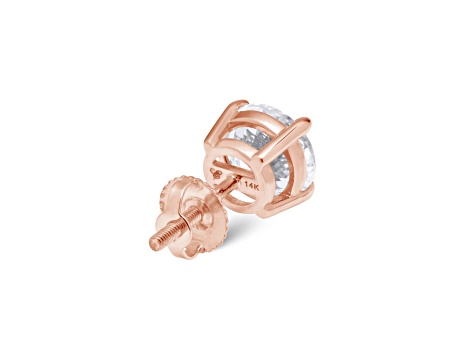 White Cubic Zirconia 14k Rose Gold Studs With Velvet Gift Box 4ctw