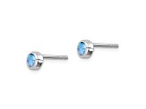 Rhodium Over Sterling Silver Polished 4mm Created Opal Round Stud Earrings