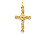 14K Yellow Gold Small 0.01ct. Diamond Cross Charm