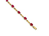 14k Yellow Gold and Rhodium Over 14k Yellow Gold Diamond and Ruby Bracelet