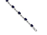 Rhodium Over 14k White Gold Diamond and Sapphire Bracelet