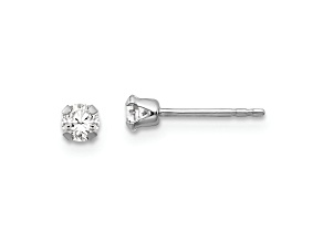 Rhodium Over 14K White Gold 3mm Cubic Zirconia Earrings