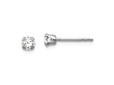 Rhodium Over 14K White Gold 3mm Cubic Zirconia Earrings