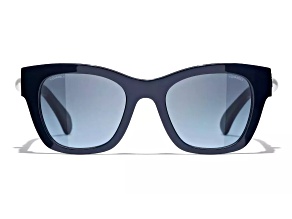 Chanel Navy Blue Frame "CC" Logo in Heart & Pearl Accent / Blue Gradient Lens Sunglasses