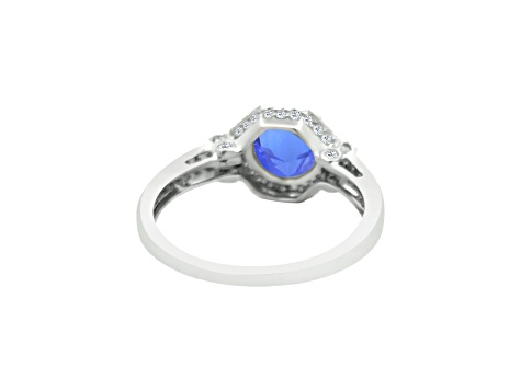 14K White Gold Round Tanzanite and Diamond Ring, 1.41ctw