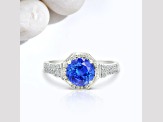 14K White Gold Round Tanzanite and Diamond Ring, 1.41ctw