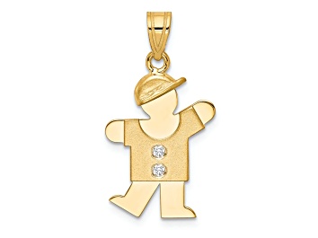 Picture of 14k Yellow Gold Satin Diamond Kid with Hat Pendant