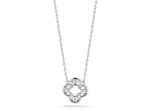 Sterling Statements Rhodium Over Sterling Silver Cubic Zirconia Open Clover Pendant Necklace