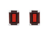 6x4mm Emerald Cut Garnet 14k White Gold Stud Earrings