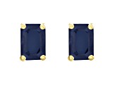 6x4mm Emerald Cut Sapphire 14k Yellow Gold Stud Earrings