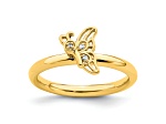 14K Yellow Gold Over Sterling Silver Stackable Expressions Butterfly with Diamond Ring 0.015ctw