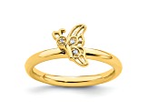 14K Yellow Gold Over Sterling Silver Stackable Expressions Butterfly with Diamond Ring 0.015ctw
