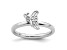 Rhodium Over Sterling Silver Stackable Expressions Butterfly with Diamond Ring 0.015ctw