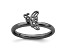 Black Rhodium Over Sterling Silver Stackable Expressions Butterfly with Diamond Ring 0.015ctw