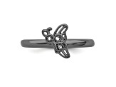 Black Rhodium Over Sterling Silver Stackable Expressions Butterfly with Diamond Ring 0.015ctw